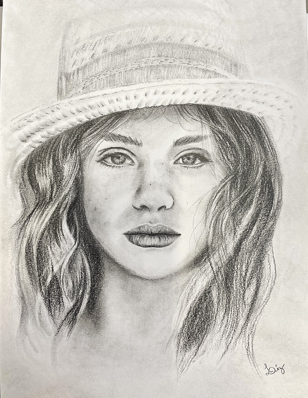 Retrato de menina - Grafite sobre papel